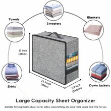 3 Pack Storage Bins Clothes Storage, Foldable Blanket Storage Bags, Fabric Storage Bins For Bed Sheets, Duvet Covers, Pillowcases, Clothes ,Under Bed Storage Containers For Organizing, Clothing, Bedroom, Comforter, Closet, Dorm, Quilts, Organizer,