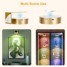 3-Pack Picture Lights For Wall, 13 RGB Color Changing Led Art Display Light With Rechargeable Battery Operated, Magnetic Painting Light With Remote Control, Wireless Party Home Wall Decor Puck Light - 金色 - 查看 5