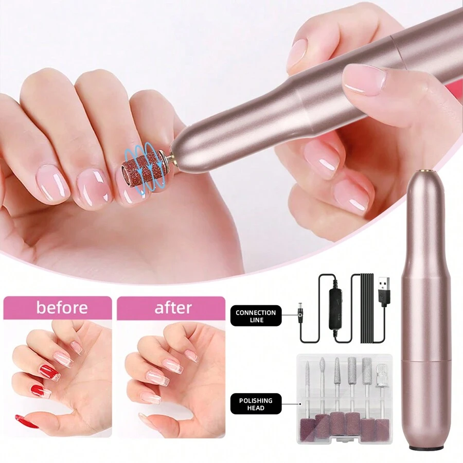 XEIJAYI 1入組電動指甲鉆套裝，去除磨光修甲手足皆宜，裝置設備含砂帶，筆狀設計