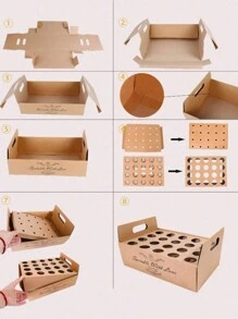 1入組牛皮紙30孔錐形架，搭配仿木紋彩帶現場佈置生日週年紀念日婚禮派對背景，DIY支架，糖果和食品展示架 - 彩色 - 查看 8