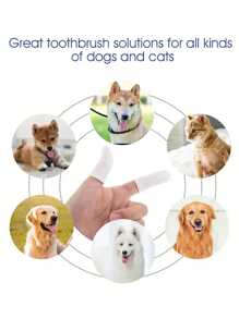 4入組狗狗用指套牙刷，360度柔軟狗狗指套牙刷，耐用可水洗寵物口腔清潔工具