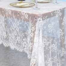 1 pieza Mantel de Encaje Vintage para Boda, manteles rectangulares desechables de encaje floral para mesa, accesorios de mesa para bodas, aniversarios y reuniones festivas - Multicolor - Ver 7