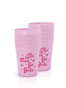 4/12 件新娘送礼会派对杯 - 12 包 Let's Go 塑料女牛仔新娘送礼会 70 年代主题复古新娘派对用品回礼装饰新娘万圣节圣诞节 - 彩色 - 查看 15