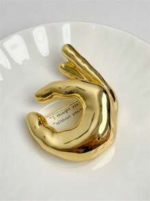 European And American Style Clothing Accessory Metal 'OK' Hand Sign Brooch Pin Unique Badge For Men And Women - Gold - View 4