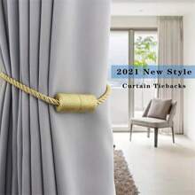 2入組磁力窗簾扣，繩子繫帶，帶有圓柱磁鐵的裝飾繩，適用於透明窗簾，無需工具 - 彩色 - 查看 8