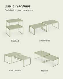 SONGMICS Cabinet Shelf Organizer, Stackable, Expandable, Set Of 4 Metal Kitchen Counter Shelves - màu xanh lá - Xem 6