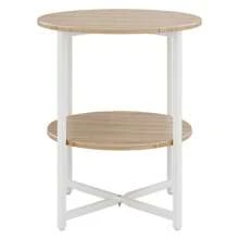 LIVINGANDHOME Living And Home 1 Piece 2 Tiers Modern Small Round Coffee Table,Side Table,Sofa Side Table,Tea Table,Home Storage Table,Nightstand Table,Corner End Table For Living Room,Bedroom,Kitchen,Balcony,Office,Indoor,Outdoor - Natural Oak - View 8