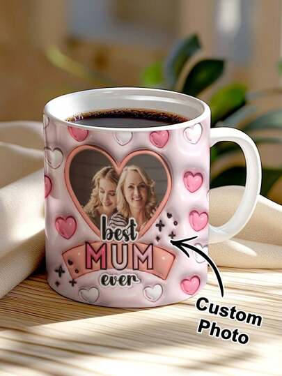 1 stuk mok met gepersonaliseerde foto (325 ml), koffiemok met 3D-fotoprint, uniek cadeau voor ouders, Vaderdag, Moederdag, het beste cadeau voor papa en mama, elegant cadeau voor Valentijnsdag, afstuderen, bruiloft, housewarming, keukenbenodigdheden