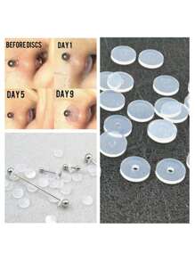 10/30/60Pcs Silicone Fixed Piercing Healing Discs Soft Flat Spacer Washer Anti Hyperplasia Anti-Sagging For Nose Ear Cartilage