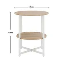 LIVINGANDHOME Living And Home 1 Piece 2 Tiers Modern Small Round Coffee Table,Side Table,Sofa Side Table,Tea Table,Home Storage Table,Nightstand Table,Corner End Table For Living Room,Bedroom,Kitchen,Balcony,Office,Indoor,Outdoor - Natural Oak - View 7