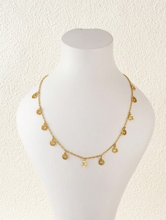 1pc European & American INS Style Multi Clover Accessory Stainless Steel 18K Gold Plated Women's Necklace, Versatile Collarbone Chain Valentines