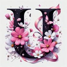 1pc 5D Creative Flower Butterfly Letter Pattern Diamond Painting Kit - 26 Letter Themed Diamond Art DIY Handmade Design Cross-Stitch Perfect For Living Room Bedroom Home Decoration Surprise Gift Unframed 20cm * 20cm / 7.87in * 7.87in