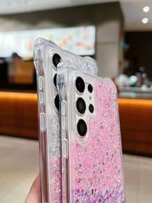 Glitter Gradient Four-Corner Anti-Drop Phone Case Compatible With Samsung S24 Ultra/S23U, Compatible With A55/A35/A15 - Pink Purple - View 7