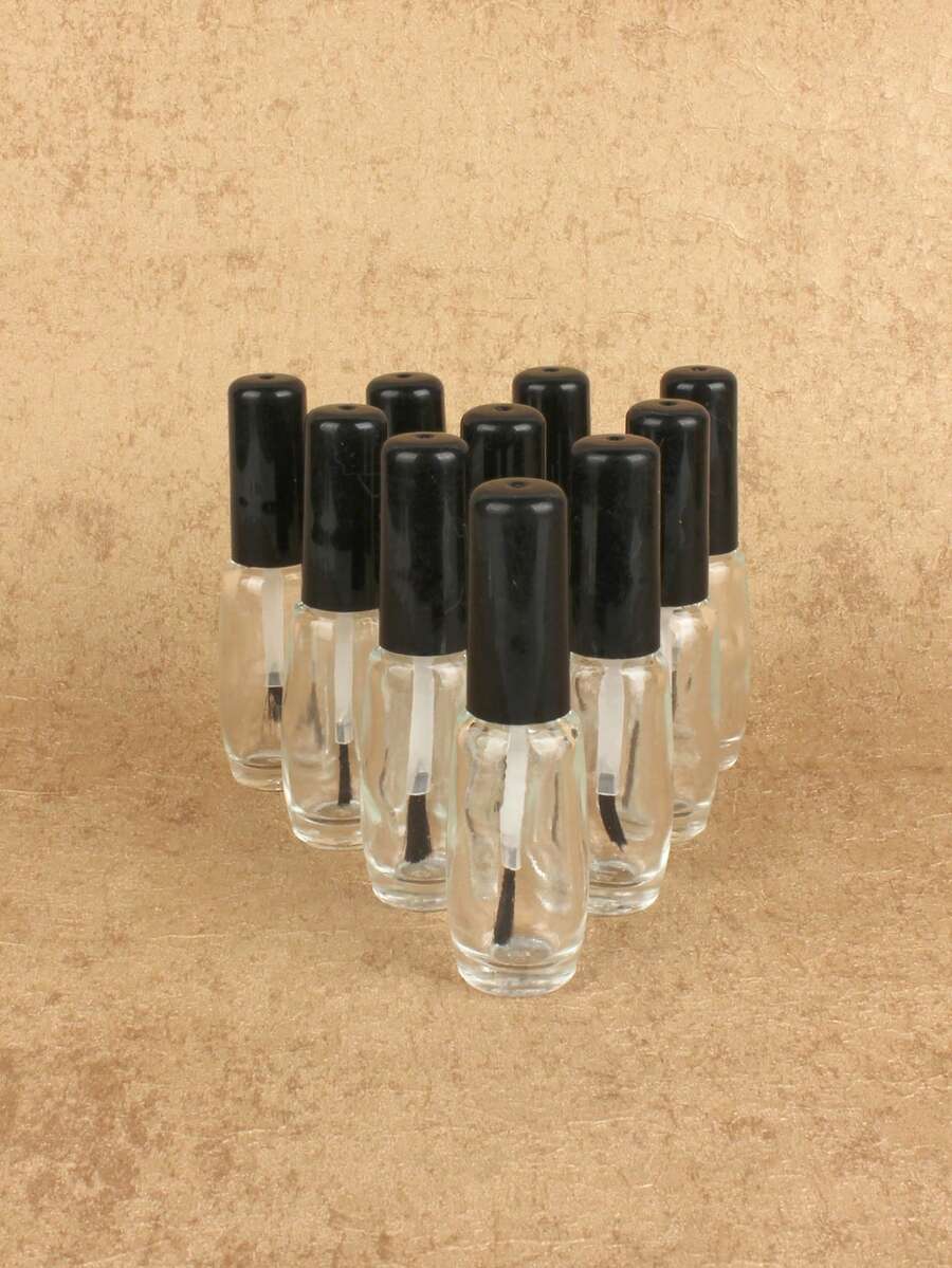 Empty Oval Bottles For Nail Polish/Gel Nail Polish With Brush, Black