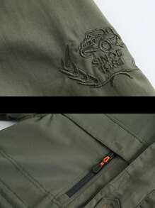 Chaqueta con capucha con cierre de cremallera para hombres con estampado de cuadros - Verde militar - Ver 4