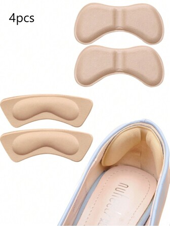 4pcs Sponge 4D Heel Cushions, Invisible Heel Pads Thickened Anti-Slip High Heel Shoe Inserts Sports, Gym, Fall Socks