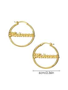 1 Cặp Bông Tai Chữ Cái Tiếng Anh Tùy Chỉnh Tên Thanh Lịch, Thời Trang, Lớn 6cm, Đơn Giản Và Đẹp, Thiết Kế Độc Đáo, Phụ Kiện Đa Năng Cho Tiệc Hàng Ngày, Tiệc Tùng, Đám Cưới, Lễ Hội Âm Nhạc, Ngày Của Mẹ, Ngày Lễ Tình Nhân, Kỷ Niệm, Giáng Sinh, Lễ Tạ Ơn, Sinh Nhật, Một Món Quà Hoàn Hảo Cho Mẹ, Quý Cô, Bạn Bè Và Đối Tác - Vàng - Xem 3