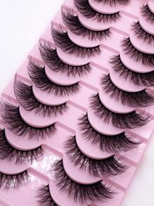 10pairs/Set Soft Fluffy Curly Cat Eye 3D Faux Mink Eyelashes, Handmade Natural False Eyelashes For Makeup, Thick Style Strip Lashes, Lashes, Eyelashes, Fake Lashes - Cat Eye Lashes - View 9