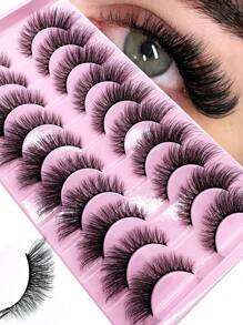 10pairs/Set Soft Fluffy Curly Cat Eye 3D Faux Mink Eyelashes, Handmade Natural False Eyelashes For Makeup, Thick Style Strip Lashes, Lashes, Eyelashes, Fake Lashes - Cat Eye Lashes - View 1