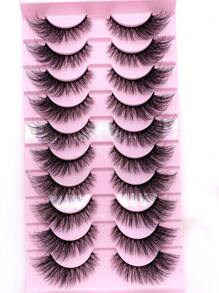 10pairs/Set Soft Fluffy Curly Cat Eye 3D Faux Mink Eyelashes, Handmade Natural False Eyelashes For Makeup, Thick Style Strip Lashes, Lashes, Eyelashes, Fake Lashes - Cat Eye Lashes - View 6