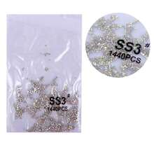 1440 件平底闪光玻璃石水钻水晶 1440 件/包 Ss3-Ss16 白色 Ab 水晶水钻指甲宝石平底圆形水钻平底水钻美甲用品指甲指甲饰