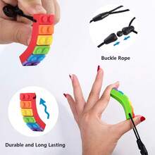 Collar De Masticación Sensorial Mordedera Para Niños 3 Piezas,juguetes para masticar para niños,Bloques de construcción de arcoíris, palitos para masticar,Palitos para la dentición del niños,hecha de silicona de grado alimenticio para motor oral niños y niñas - Multicolor - Ver 4