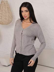Women Cardigans - 灰色 - 查看 5
