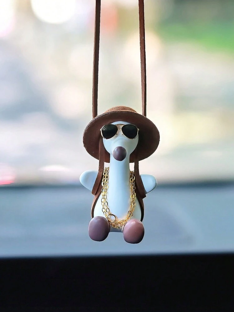 Pendentif Décoration Voiture Canard Mignon Sans Visage - Accessoire Rétroviseur Avec Parfum