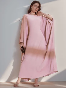 One Breathable & Skin-Friendly Fabric Batwing Sleeve Abaya With Waist Belt For Women's Daily Wear Soft Hijab,Women Veil - Multicolor - View 3