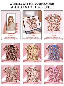 Valentine's Day Custom T-Shirt, Pink And Red Roses, Custom Wife's Profile Picture, Gift For Husband 1pc - White - View 4