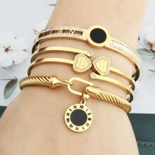 3 pièces Set de bijoux plaqué or 18 carats comprenant un pendentif, un bracelet et un jonc. Design vintage de fleurs de prunier et de perles. Convient pour les femmes.
