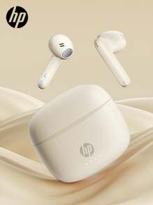 HP New 5.4 Wireless Earbuds, True Wireless In-Ear Headphones, 30 Hours Playtime, Compatible With Apple, Android And Other Devices, Comes With Creative DIY Stickers, Exquisite Gift, Best For Halloween And Christmas, USB Type-C - Beige - View 14