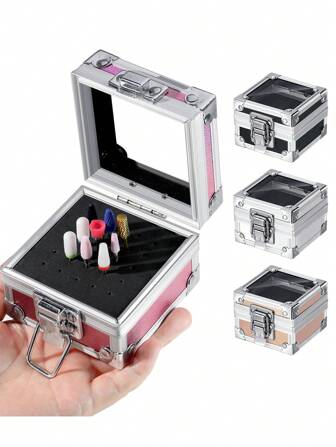 25孔美甲钻头收纳盒空金属盒美甲钻展示架美甲配件用品