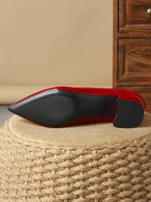 MonaNise Zapatos de tacón con puntera puntiaguda y bajo empeine con estampado de piedras para mujer, en colores verde, azul, albaricoque, para viajes, compras, exteriores, rojo, amarillo, vintage, casual, versátil, sofisticado, negro - Rojo - Ver 8