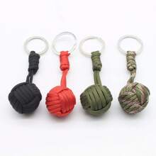 Outdoor Umbrella Rope Braided Keychain Ball, Self Defense Tool With Steel Ball, 7-Strand Umbrella Rope Keyring, Steel Ball Braided Party Keychain