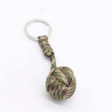 Outdoor Umbrella Rope Braided Keychain Ball, Self Defense Tool With Steel Ball, 7-Strand Umbrella Rope Keyring, Steel Ball Braided Party Keychain