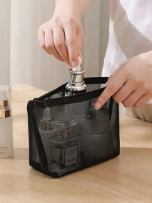 1pc Portable Mesh Makeup Bag, Modern Polyamide Multi-Function Makeup Storage Bag For Home,Boho Vibes,For Holiday Beach, Bathroom Collection, Bedroom Collection, Large Capacity