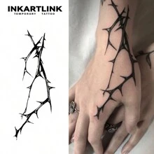 INKARTLINK 革命性技術紋身，半永久性紋身，逼真的荊棘之心紋身，暫時性紋身，防水，真實的紋身外觀，獨特設計的紋身，美妙的紋身 - 黑色 - 查看 2