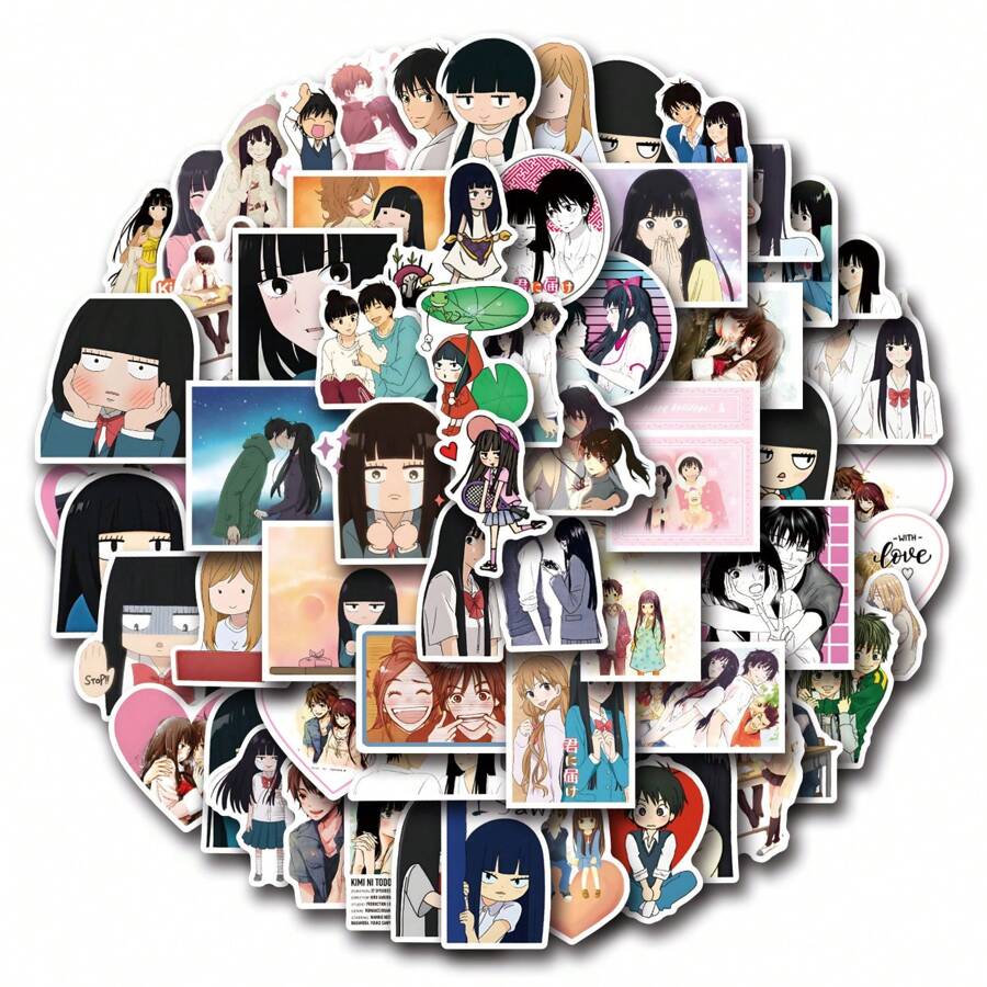 55 Miếng Dán Hoạt Hình Dễ Thương Chống Nước Phong Cách Kimi Ni Todoke Với Những Câu Trích Dẫn Truyền Cảm Hứng Để Trang Trí Nhật Ký Viên Đạn Cổ Điển, Vali, Máy Tính Xách Tay, Máy Tính Bảng [Chứng Nhận Trẻ Em] - kimi ni todoke-55PCS - Xem 1