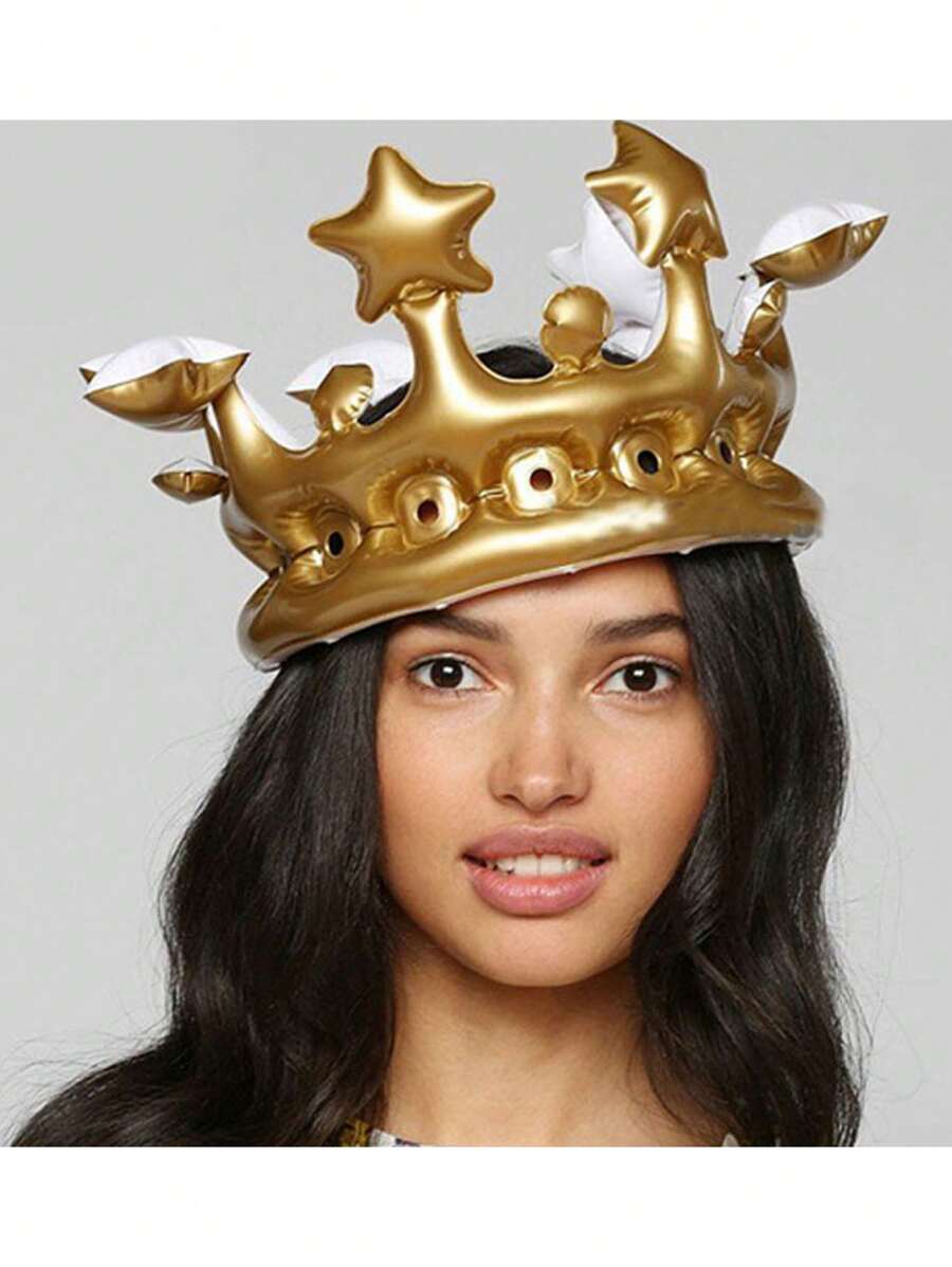 1 件头饰充气皇冠帽，充气皇冠公主/女王，夏季泳池玩具，生日派对配件，成人生日皇冠帽，派对/生日/泳池派对/团聚/温馨 30 岁生日派对装饰帽，摄影道具，圣诞节 - 彩色 - 查看 1