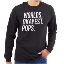 Worlds Okayest Pops Grandfather Mens Long Sleeve Tee T Shirt - màu đen - Xem 1