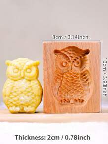 Cippes 1 件木质饼干模具，带雕刻浮雕 3D 动物形状图案，适用于圣诞节、厨房烘焙工具、翻糖蛋糕饼干装饰、DIY 饼干切割模具、鸟、猫、猫头鹰、天鹅、刺猬、鱼 - 杏色 - 查看 19