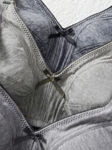 3pcs/Set Comfortable Sleep Soft Cup Solid Color Wireless Bra Set - Multicolor - View 4