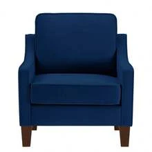 Modern 3 Piece Seat Sofa Couch With Scooped Armrest/Wood Legs,Upholstered Velvet 3-Seat Sofa With Removable Cushions For Livingrooom Bedroom,Navy - 海軍藍 1 座 - 查看 9