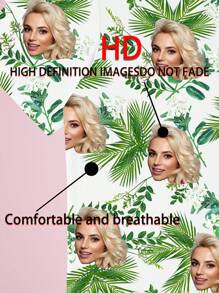 Valentine's Day Customized Tropical Flower Hawaiian T-Shirt Facefor Men Personalized BF Wife Photo MenAloha Beach Fruit Flower T-Shirt 1pc