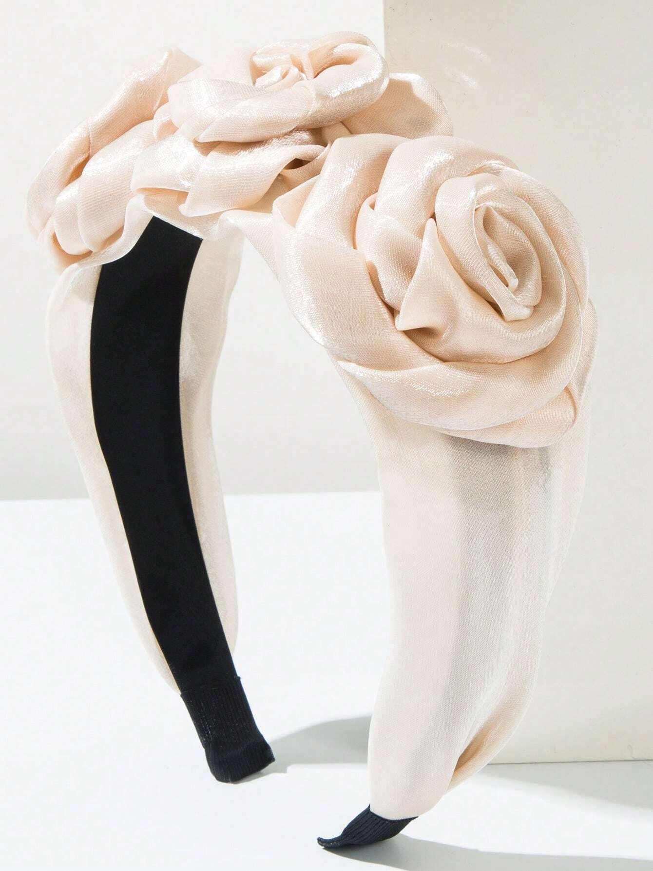 CHOKO Tulle Sequin Big Flower Hair Band - White