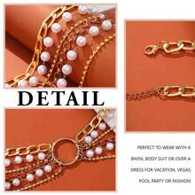 Waist Chain Beads Belly Chains Sparkly Body A - 金色 - 查看 5