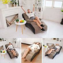 1pc Slouchy Inflatable S-Shape Thick Sofa, Portable Relaxing Lounge Chair For Single Person, Comfortable For Balcony, Bedroom, Living Room - Coffee Brown - View 1