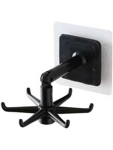 1pc 365Home Hanging Utensil Rack With 6 Hooks, 360° Rotatable Folding Wall Mount Organizer Hooks For Kitchen & Bathroom - Multicolor - View 3