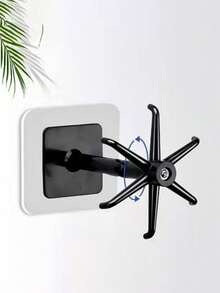 1pc 365Home Hanging Utensil Rack With 6 Hooks, 360° Rotatable Folding Wall Mount Organizer Hooks For Kitchen & Bathroom - Multicolor - View 2